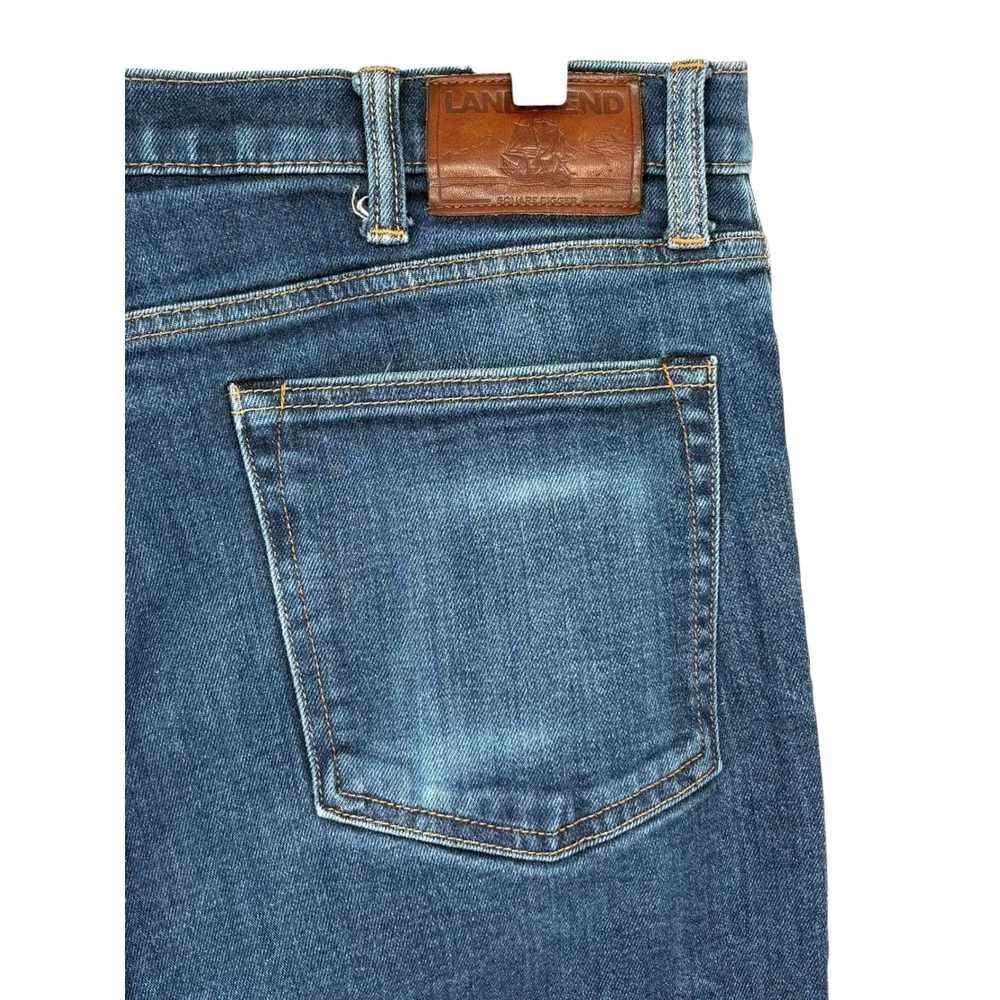 Lands' End Slim Fit Jeans Blue Square Rigger Stretch Denim 36x32
